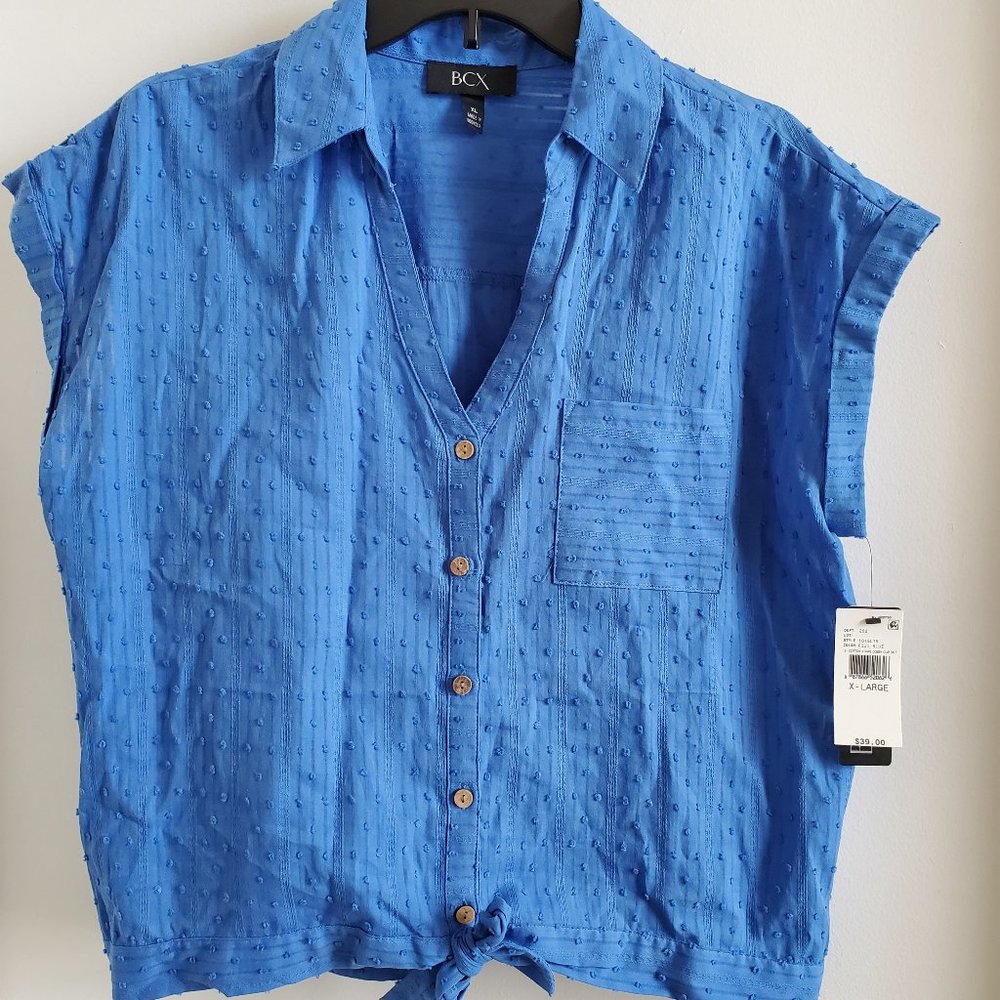 Blue, Button-up Crop Top sz. XL